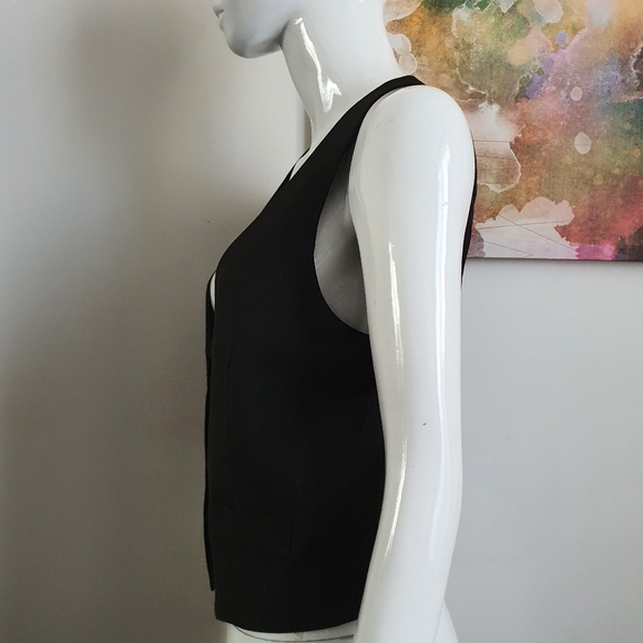 Events Black V Neck Button Up Crop Vest Size 14 - Picture 9 of 9